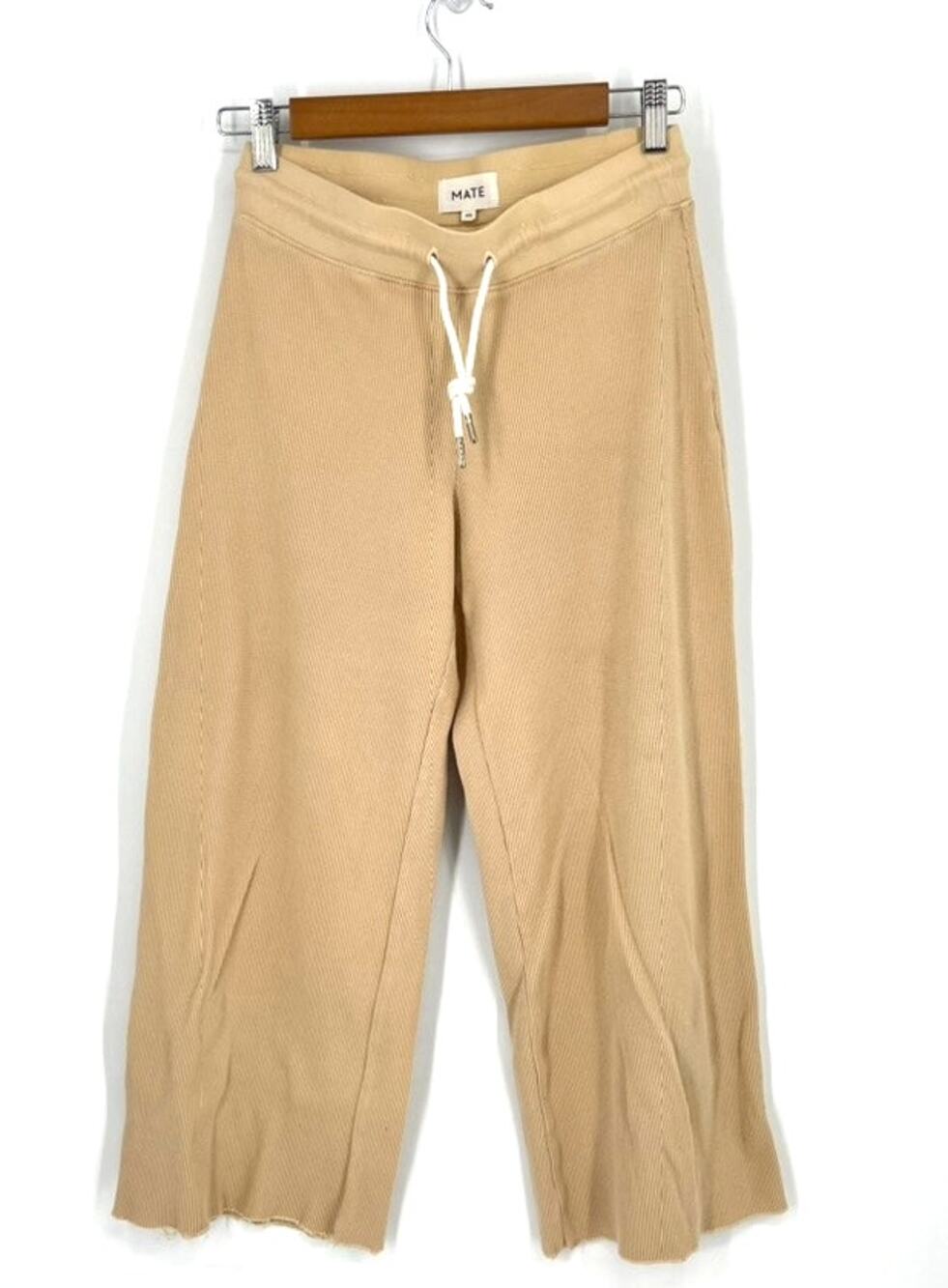 MATE the Label Organic Waffle Wide Leg Crop Pants XS Tan